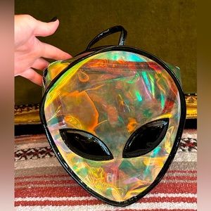 Holographic alien mini backpack